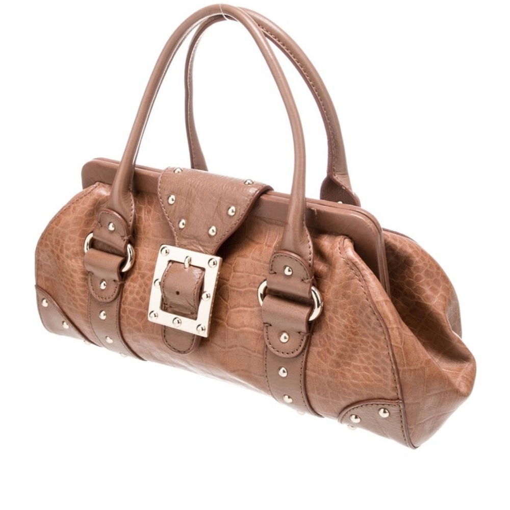 Michael Kors Cognac Brown Croc-Embossed Leather Satchel with Gold Hardware - Picture 13 of 15